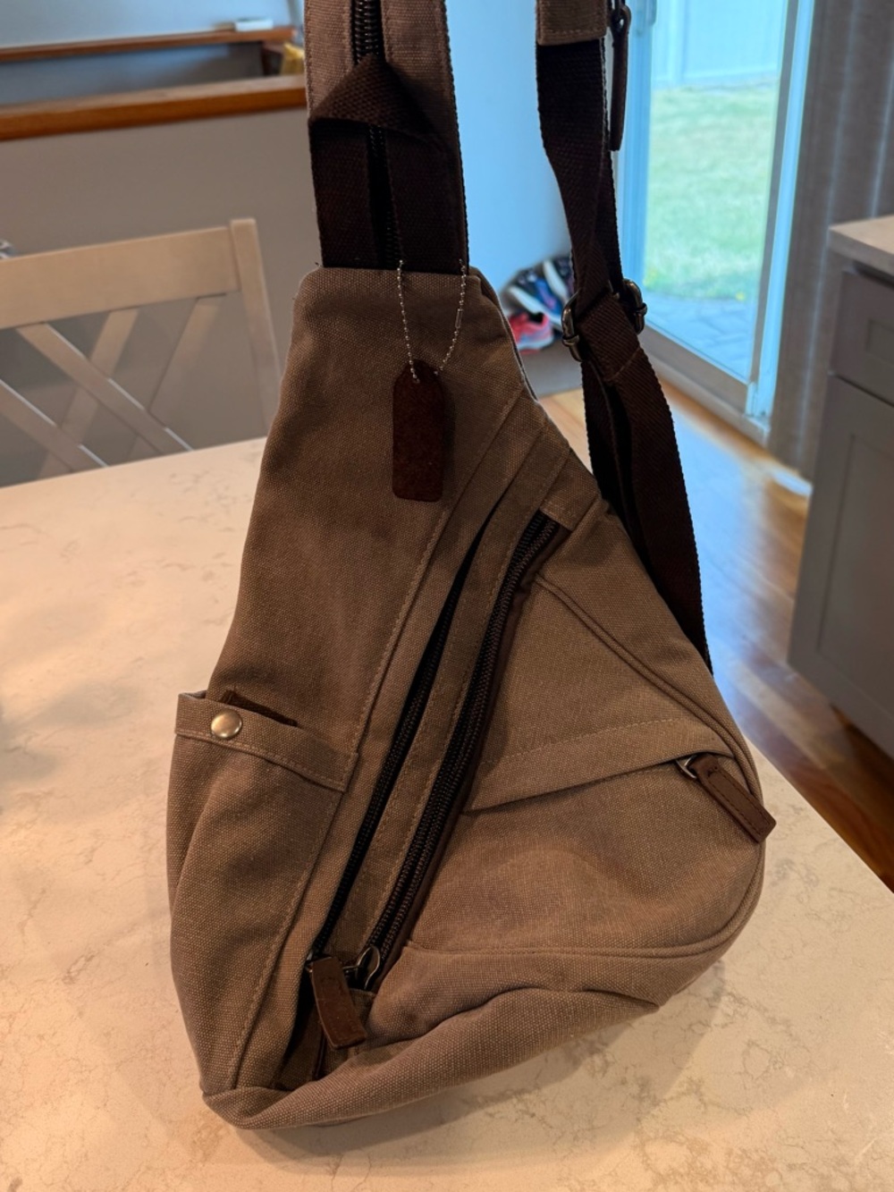 Casual Brown Canvas Sling Bag for Men/Women
